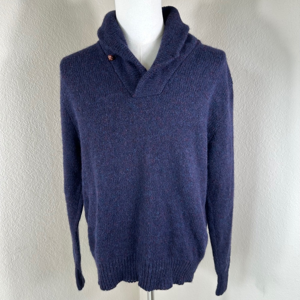 VTG Boathouse Row Sweater Men XL Purple Wool Blend Shawl Neck Preppy Academic